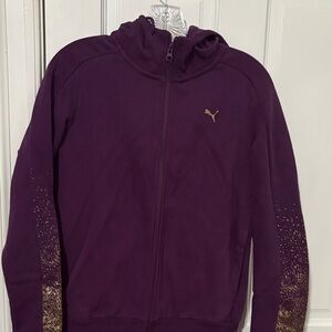 Puma Deep Purple Hoodie with Gold Detailing